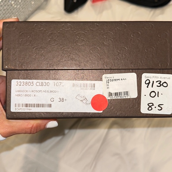 GUCCI SUEDE SLIP-ONS W/ SIGNATURE GREEN-RED STRIPE-BASE COLOR IS ORIGINALY CREAM - Picture 2 of 8